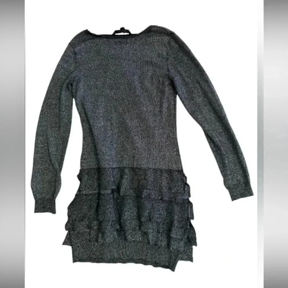 BCBG Mini  Ruffled Long Sleeve Metallic Dress Size Medium - Picture 4 of 8